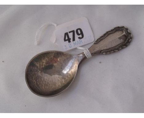 Georg Jensen – small fancy caddy spoon import  mark Lon 1931 28g       