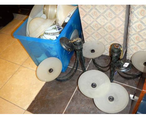 2 boxes of light shades & 2 ceiling light fitments