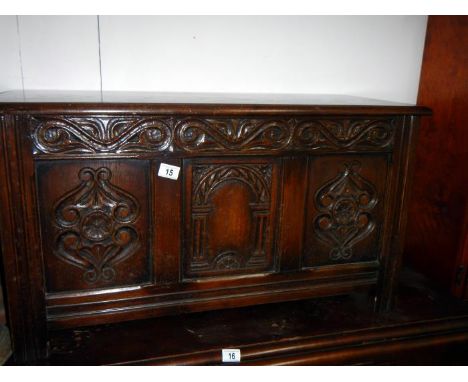 An oak linen trunk