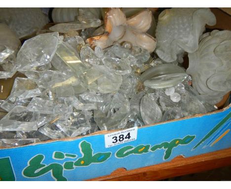 A box of chandelier parts etc.