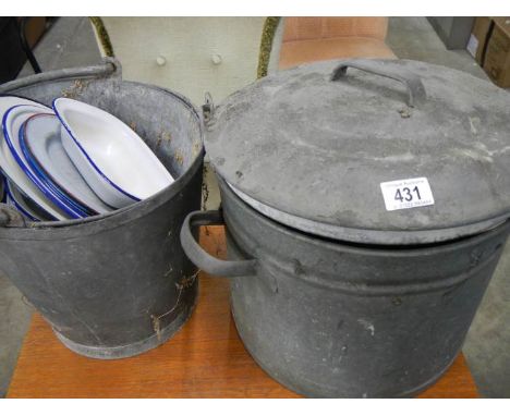 A quantit of galvanised & enamel items