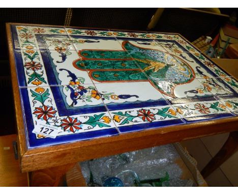 A tile top table & teak drawer unit