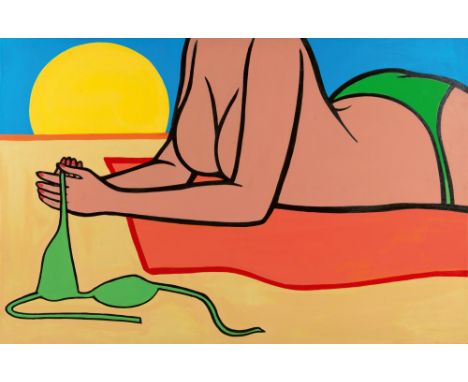 Marjorie Strider, Beach TowelAcryl auf Leinwand. 122 x 183 cm. Rückseitig auf der Leinwand signiert und datiert 'STRIDER '10'