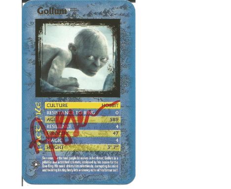 Andy Serkis signed Gollum Lord of the Rings trading card. Good Condition. All signed pieces come with a Certificate of Authen