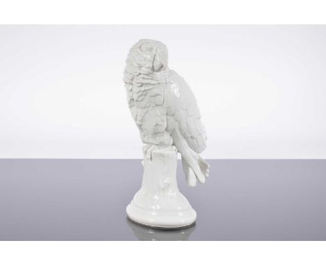 A modern Rosenthal blanc de chine porcelain model of a parrot, 29cm high