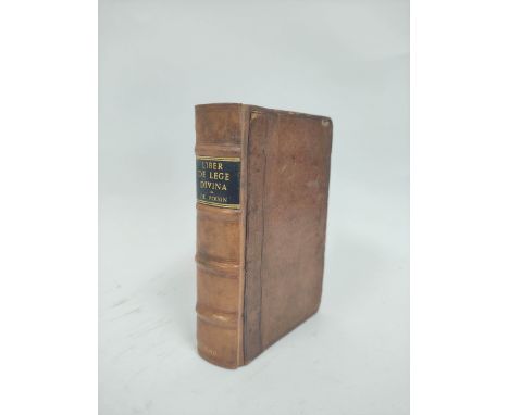 DE VOISIN JOSEPH.&nbsp;&nbsp;Liber de Lege Divina Circumdum. Rebacked calf, light stng. to early leaves. Paris, 1650. 