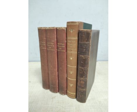 SMITH ADAM.&nbsp;&nbsp;An Inquiry into the Nature &amp; Causes of the Wealth of Nations. 3 vols. Old red cloth, wear &amp; ru