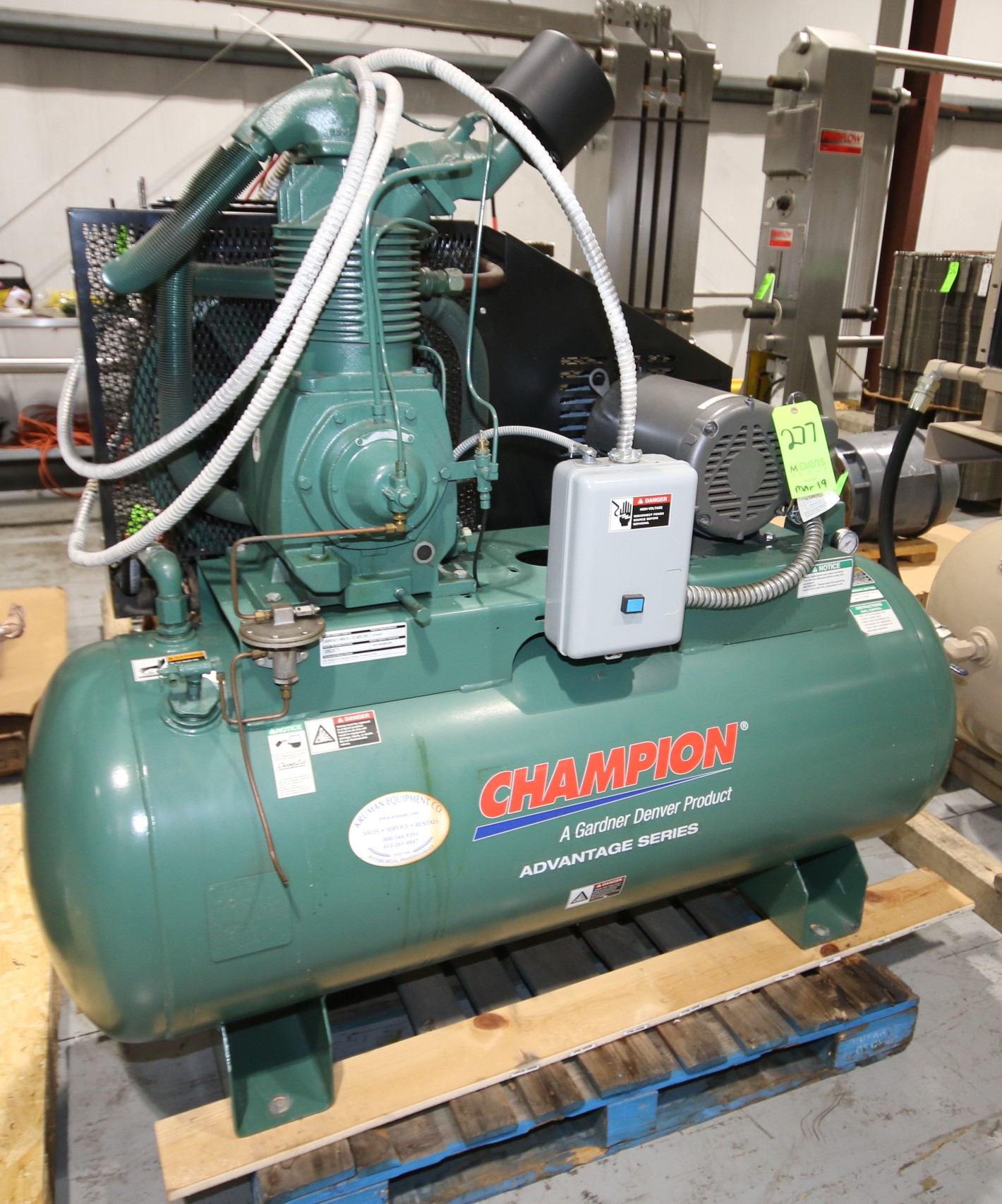 Like New Champion 15 Hp 2 Cylinder Tank Mounted 2 Stage Air