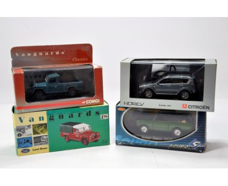 Diecast vehicle group comprising Solido, Norev and Corgi. Land Rover and Citroen issues. NM to M in Boxes. (4)