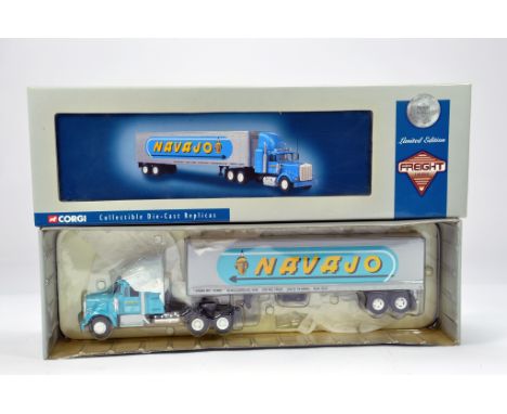 Corgi 1/50 Commercial Truck Diecast Issue. Freight Series. No. 55802 Kenworth W925 Semi Box Container. Navajo. NM to M in Box