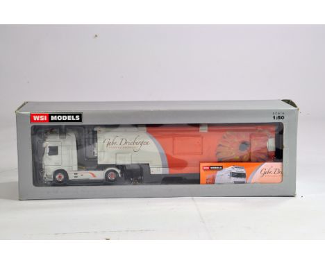 WSI 1/50 High Detail Diecast Truck Model comprising DAF XF SUPER SPACE CAB 4x2 SEMI BOX TRAILER - 2 AXLE. Gebr Driebergen. M 