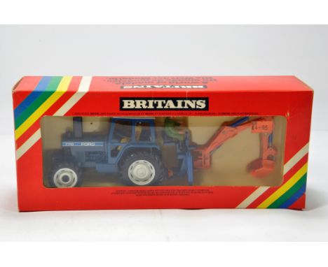 Britains 1/32 No. 9598 Ford 7710 Tractor and Rear Digger Set. NM to M in E Box.