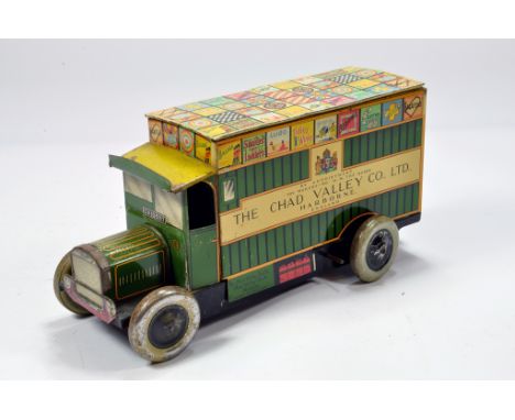 Chad Valley 1940's No. 10032 Clockwork Tin Plate Games Delivery Van. Untested. Some knocks and scuffs hence G but still a fin