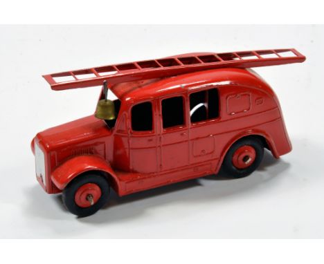 Dinky No. 25K Streamlined Fire Engine with red body, ladder, ridged hubs, black tyres. Figures are in lot 684. Lovely bright 