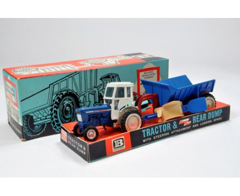Britains No. 9630 Ford 5000 Super Major Tractor and Shawnee Poole Rear Dump Trailer. Blue. Generally E with some wheel melt c