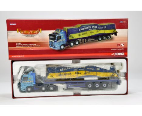 Corgi 1/50 Commercial Truck Diecast Issue. Hauliers of Renown. CC14807. Scania 113 Flatbed with Canvas Load. Gallagher Brothe
