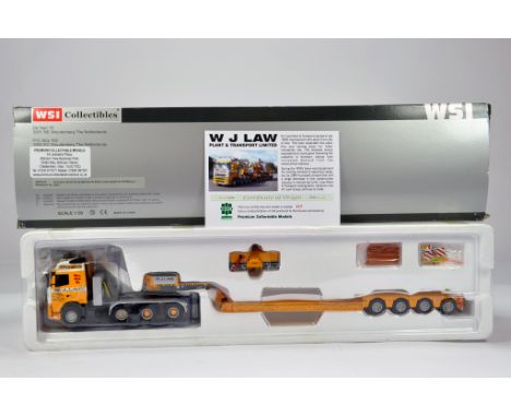 WSI 1/50 Diecast Truck Issue. PCM Special Promotional edition. Volvo FH Globetrotter with Low Loader. W&amp;J Law. 117 of 300