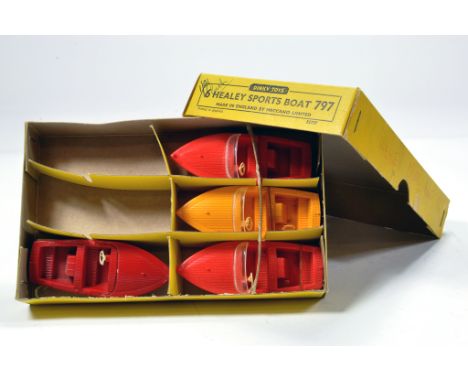 Dinky No. 797 Trade box for Healey Sports Boat that would have originally contained 6 vehicles. Includes 4 E to NM examples. 