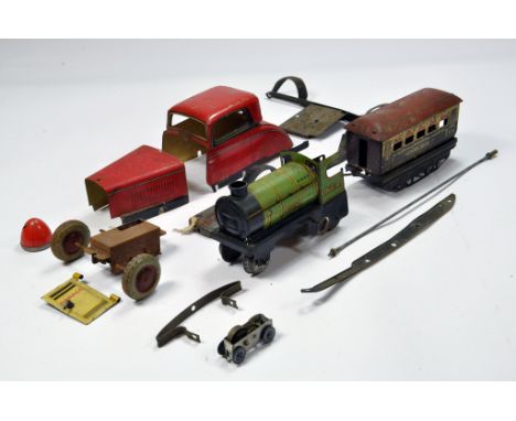 Interesting small selection of mainly tin plate Mettoy / Chad Valley parts etc. 