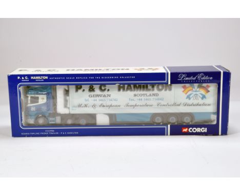 Corgi 1/50 Commercial Truck Diecast Issue. Haulier of Renown. CC12906 Scania Topline Fridge Trailer. P&amp;C Hamilton. NM to 