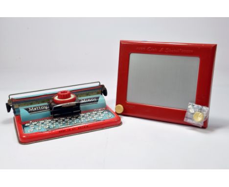A Tinplate Mettoy Minor Typewriter plus Original Kelton Etch a Sketch. (2)