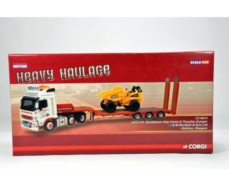 Corgi 1/50 Commercial Truck Diecast Issue. Heavy Haulage. CC14014 Volvo FH Nooteboom Step Frame and Thwaites Dumper. J&amp;M 