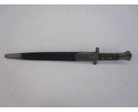 Victorian Lee Metford bayonet with leather scabbardCondition ReportNo visible dents to blade of scabbard, but minor pitting t