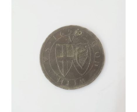 Interesting lot, stuck on lead, crown portrait of Oliver Cromwell (obverse) with reverse of common wealth dated 165(?) weight