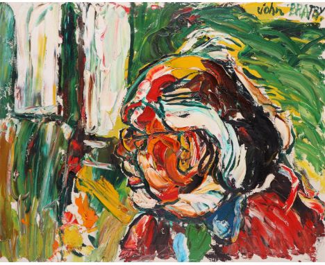 ‡John Bratby RA (1928-1992)Self portrait in profileSigned also inscribed verso With sincere good wishes Jack from your friend