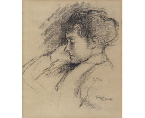 Attributed to John Peter Russell (Australian 1858-1930)Portrait of a lady possibly the artist’s wifeSignedConte on buff paper