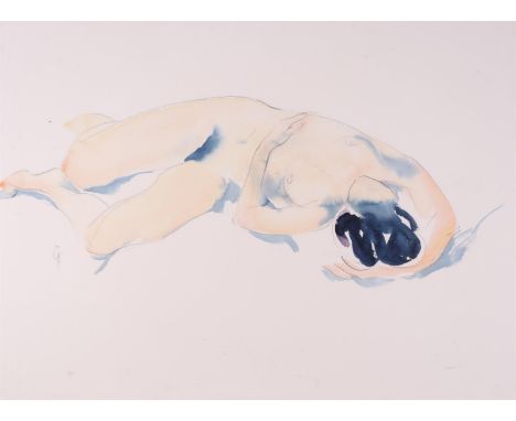 ‡Greta Fenton (20th Century)Reclining nudeSigned with initialsWatercolour over pencil55.5 x 76cmWith a watercolour by Julia 1