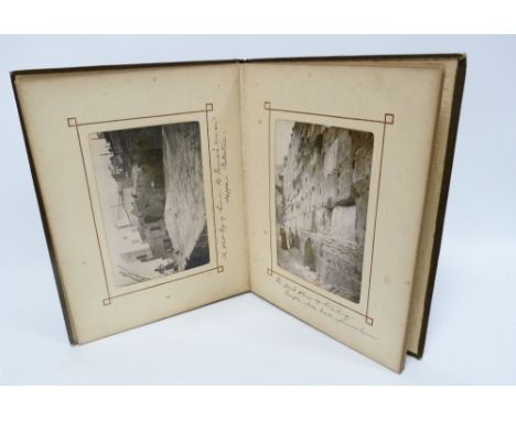 Late 19th century small photograph album of a trip to the Holy Land and North Africa taken by and featuring William Fisher, F