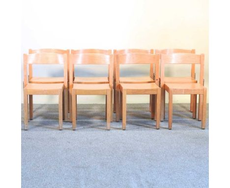A set of eight light beech dining chairs (8)