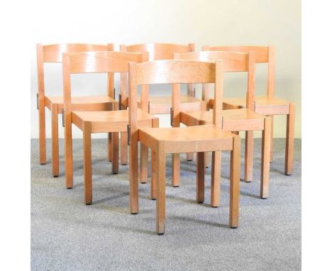 A set of six light beech dining chairs (6)