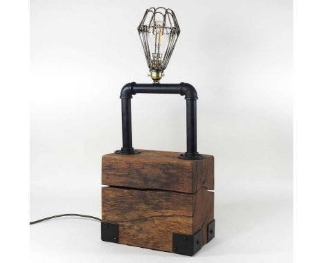 A bespoke made industrial style table lamp, 60cm high