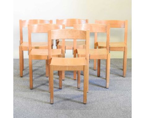 A set of six light beech dining chairs (6)