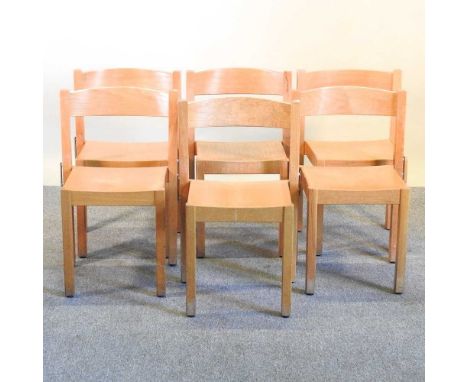 A set of six light beech dining chairs (6)