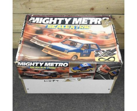A Scalextric set, with track and cars, some boxed