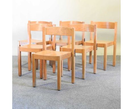 A set of six light beech dining chairs (6)