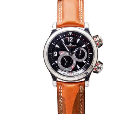 Master Compressor Geographic model number 146.8.83/1, stainless steel case, automatic movement, round black dial with central
