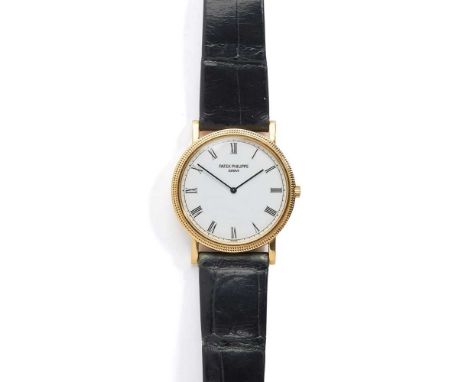 model 3520, manual wind movement, round white dial with Roman numerals in black, outer seconds track also in black, blued ste