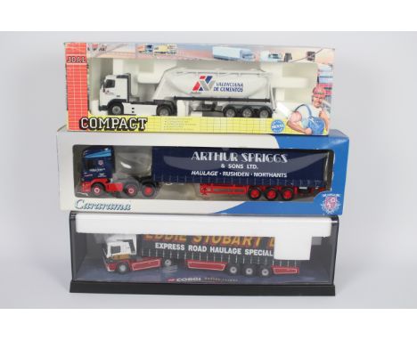 Corgi - Joal - Cararama - 3 x boxed trucks in 1:50 scale including ERF EC series curtainside in Eddie Stobart livery # 75201,