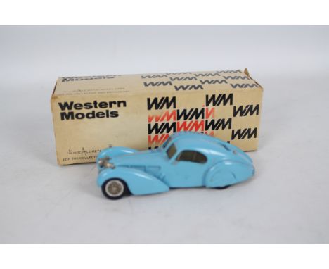 Western Models - A boxed 1:43 scale white metal 1938 Bugatti Type 57SC Atlantic # WMS7. The model appears in Very Good condit
