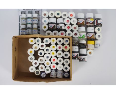 Humbrol, Tamiya, Akah - A collection of over 50 mainly sealed acrylic model kit paint and enamel washes predominately by Humb