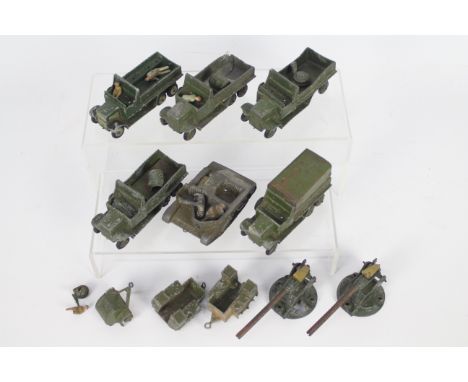 Dinky - Britains - A collection of 11 x early Dinky and Britains Military models for restoration or spares including # 151B S