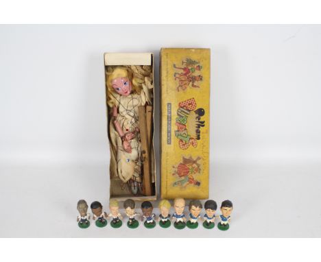 Pelham Puppets - Corinthians - A boxed vintage Pelham Puppet Fairy and 10 x Corinthian Football figures. The Fairy and her bo