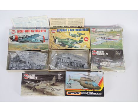 Airfix, Matchbox  - Six boxed 1:72 scale plastic aircraft kits. Lot includes Airfix #002018 Fairey Firefly 5 01005 Bristol Fi