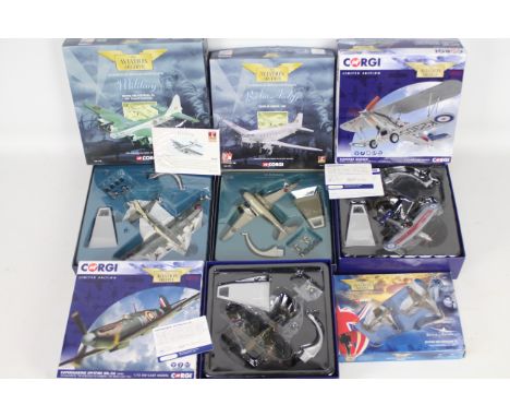 Corgi Aviation Archive - 5 x boxed WWII military aircraft mostly in 1:144 scale, Boeing 299 Fortress IIA # 48203, a limited e