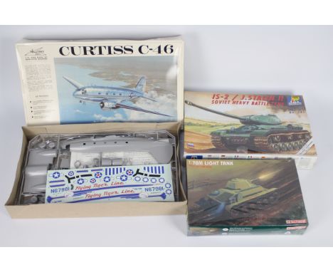 Williams Bros, Techmod, Italeri - Three boxed plastic model kits. Lot includes Techmod #3003 1:35 T-70M Light Tank; Italeri #