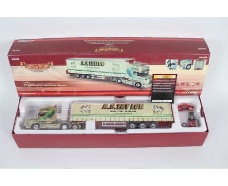 Corgi - Hauliers Of Renown - A boxed limited edition Scania T curtainside with a Moffett Mounty fork lift in A.S. Taylor Tran